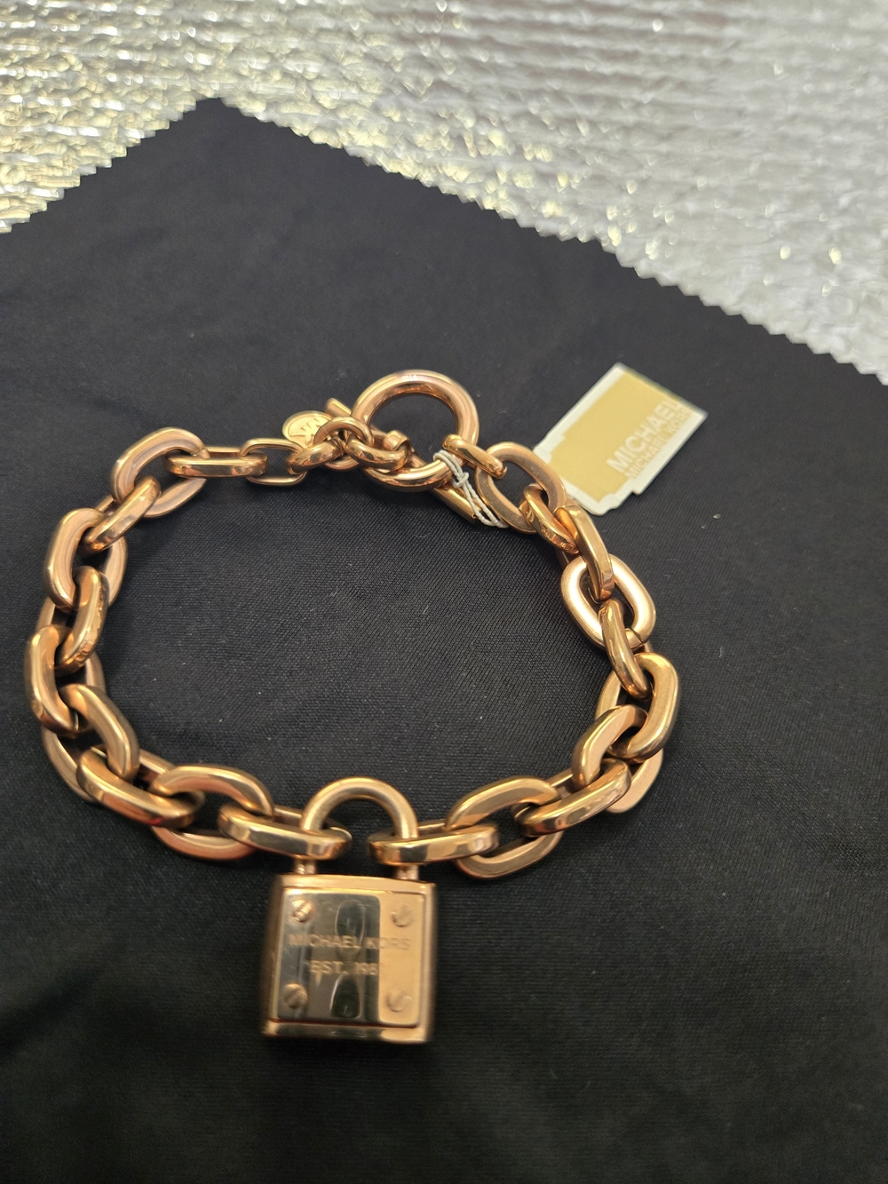 Michael Kors Rose Gold Chain Padlock Charm Bracelet